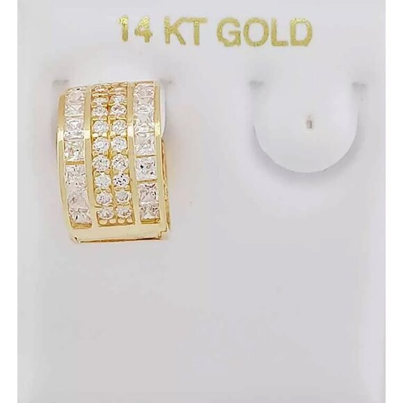 Created White Sapphires Single Huggie Earring 14k Yellow...